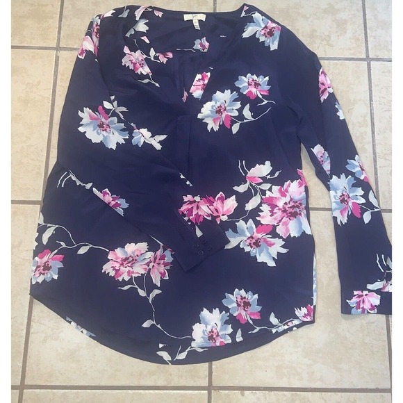 Joie Michi Floral 100% Silk Blue Multicolor Blouse Top XS Top fall classic - Picture 3 of 6